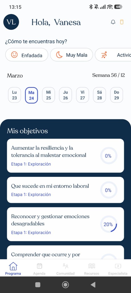 MentialConnect — daily check-in, calendar, and treatment objectives
